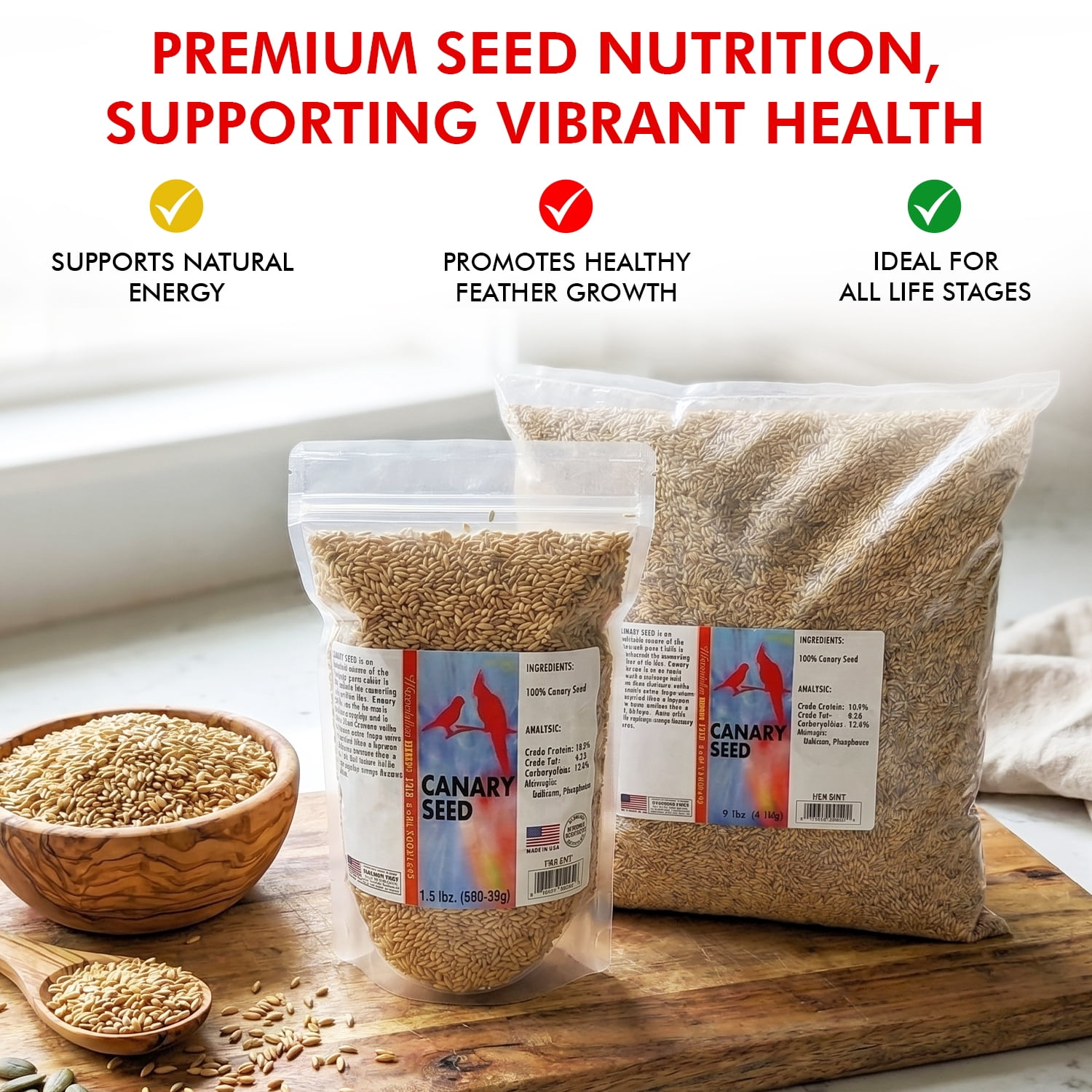 Morning Bird Canary Seed 9 lb – Bird Food for Canaries & Finches – Natural Seed Blend for Healthy Feathers & Daily Nutrition