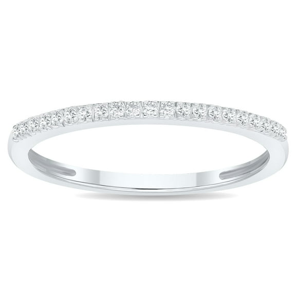 Women's 1/10 Carat TW 1MM Thin Diamond Wedding Band in 10K White Gold