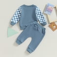 thumbnail image 4 of Gupgi 2Pcs Autumn Outfits for Baby Boy Checkered Sweatshirts Long Pants Set 0-3 Years, 4 of 8