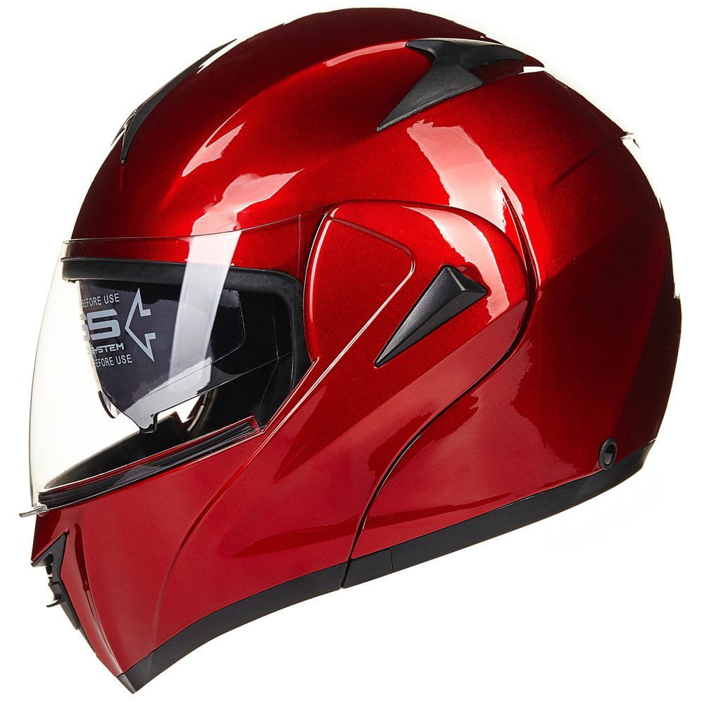 L, Gloss Black ILM 10 Colors Motorcycle Flip up Modular Helmet DOT 