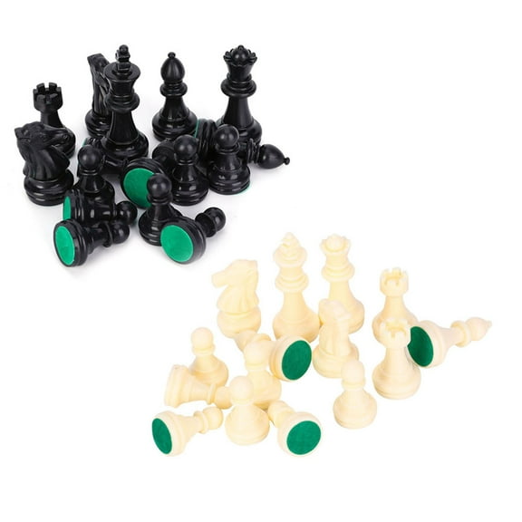 Plastic Chessmen Set International Chess Game Complete Chessmen Set Black&White M