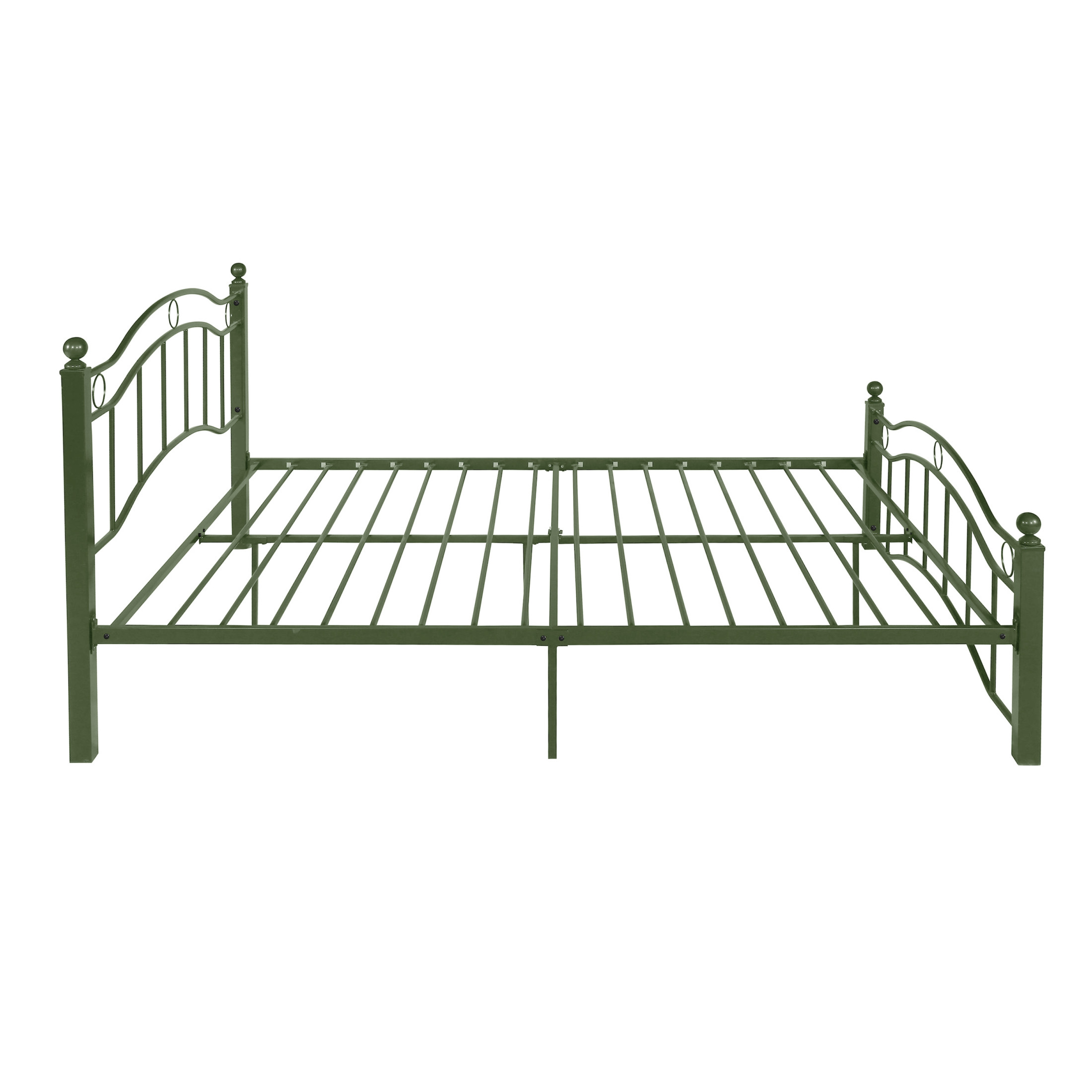 Christopher Knight Home Contemporary Queen Size Metal Bed Frame with Wavy Headboard and Footboard, Green
