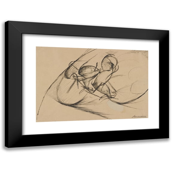 Umberto Boccioni 14x11 Black Modern Framed Museum Art Print Titled - Study for Dynamic Force of a Cyclist Ii (1913)