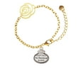 thumbnail image 2 of Delight Jewelry Silvertone Keep Calm The Pharmacist is Here Gold-tone Flower Link Chain Bracelet, 6.75"+2" Extender, 2 of 4