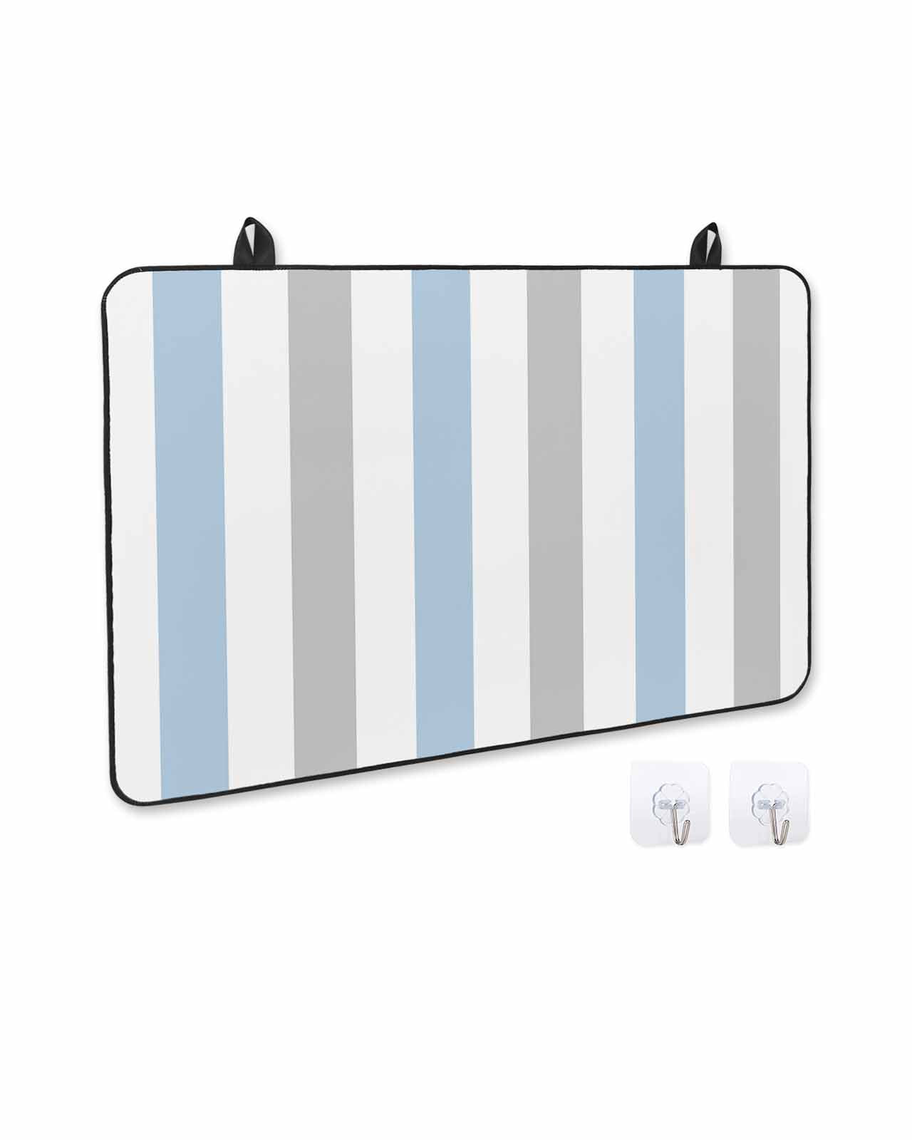 nqOlkjepod Large Induction Cooktop Protector Mat 24"x21", Light Blue Grey Stripe Stove Top Covers for Electric Stove, Modern Farmhouse Vertical Striped Stove Burner Cover Mats, Glass Top Stove Cover