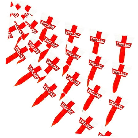 SJJ 60 Pcs England String Pennant Flags for St. George's Day Decorations, Small Triangular St George Flag Bunting Banner- Double Sided for Soccer Party Decorations (7.9x11 Inch -39 Ft)