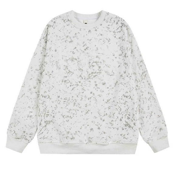 Lorytime Crewneck Sweatshirt Men Color Block Pullover Long Sleeve Drop Shoulder Tops Loose Outerwear White 3XL