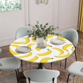 thumbnail image 5 of Yellow Banana Round Tablecloth for 45-54 Inch Tables, Fitted Table Cover with Elastic Edge, Summer Tropical Fruits Watercolor Waterproof Outdoor Table Cloth Protector for Patio Garden Dinner Picnic, 5 of 9