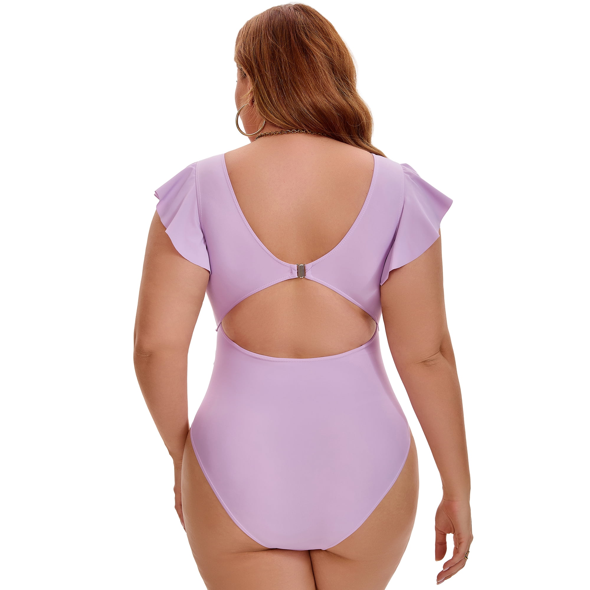 DARING DIVA Women's Plus 1 Piece Bikini Bathing Cut Out Suit L Purple