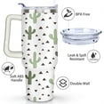 thumbnail image 3 of Cactus 40 Oz Tumbler with Handle Lid and Straw, Stainless Steel Double Walled Vacuum Insulated Cup, Cute Anniversary Wedding Birthday Gifts Tumbler for Women Men Friends Outdoor Indoor, 3 of 7