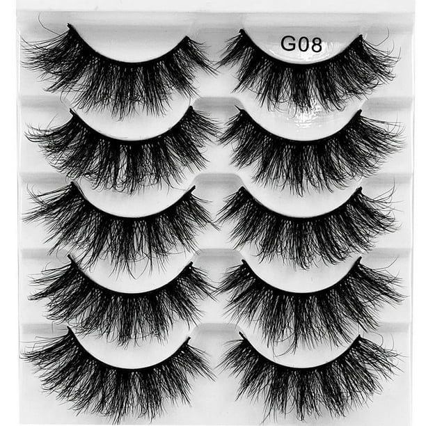 Zhuge 5 pares de pestañas de visón tenues, pestañas tupidas, aspecto natural, volumen 8D, pestañas postizas de 16 mm, G08