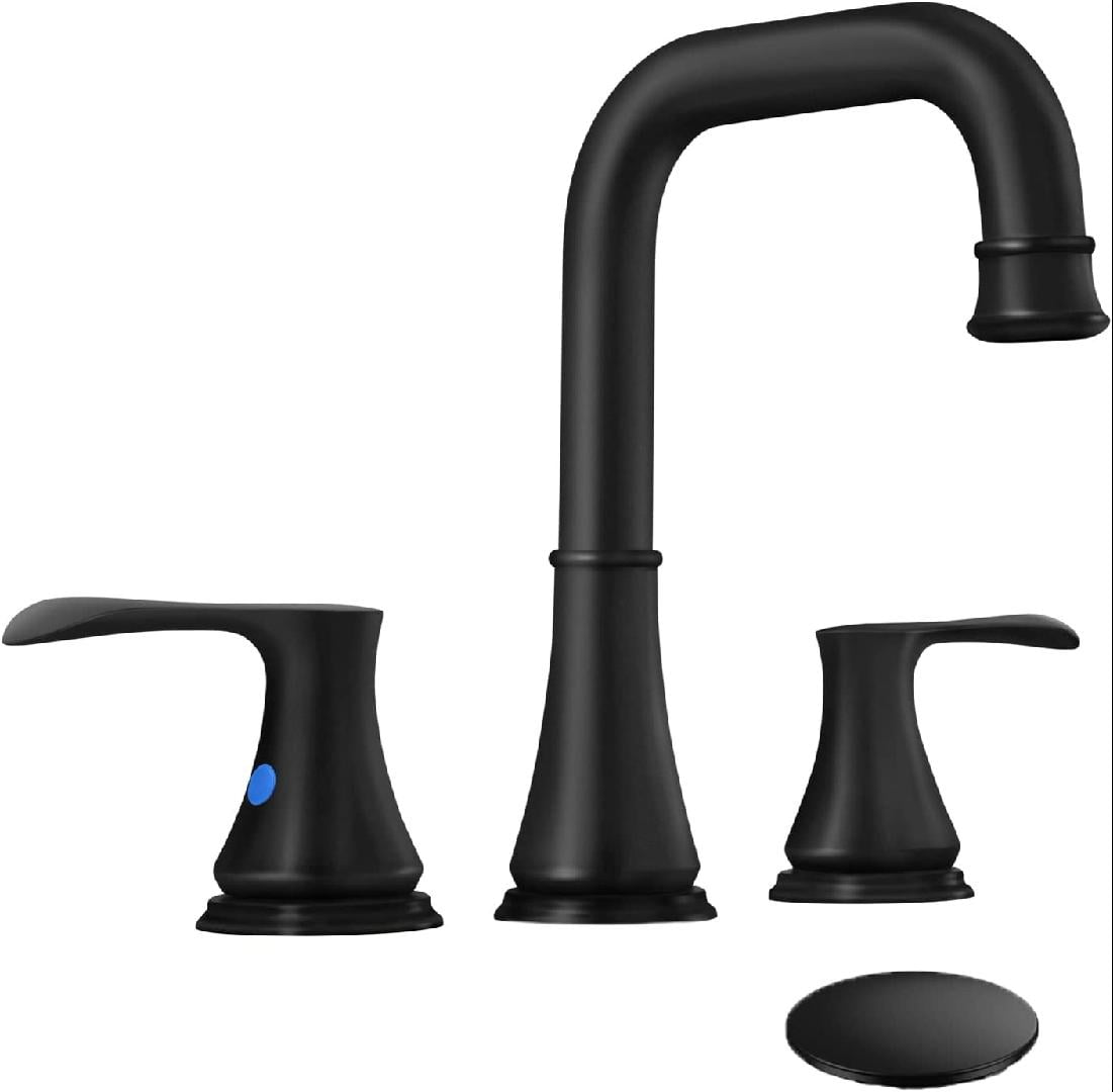 Black Bathroom Faucet, 3 Hole Bathroom Faucets 8 Inch Bathroom Sink