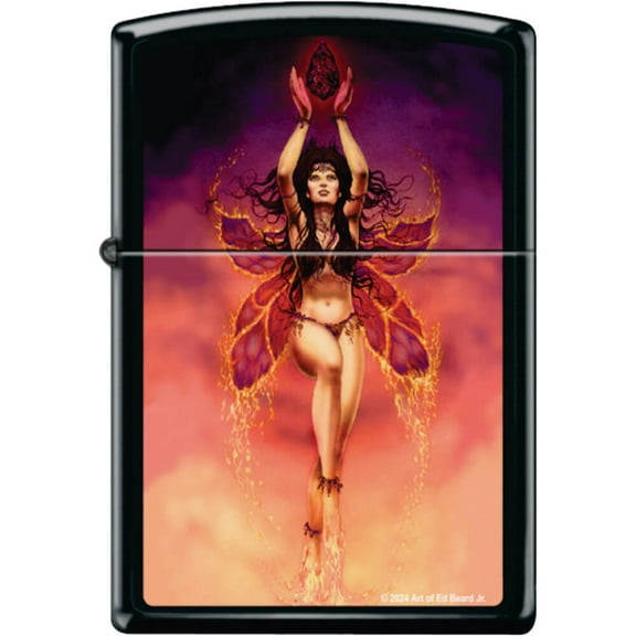 Fire Fairy by Ed Beard Black Matte Zippo Lighter