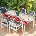 thumbnail image 2 of Love Heart Valentine's Table Cloths for 4 Foot Rectangle Tables, Vintage Eucalyptus Botanical Red Pink Patio Waterproof Elastic Fitted Tablecloths, Washable Rectangular Table Cover for Camping, 2 of 8