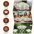 thumbnail image 7 of Easter Bunny Gnomes Round Tablecloth, Fitted Table Cover with Elastic for 55"-60" Round Tables, Spring Easter Eggs Floral Sage Green Plaid Table Cloth Outdoor Dinning Party Waterproof Tablecloths, 7 of 7