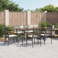 thumbnail image 1 of vidaXL 7 Piece Garden Dining Set with Cushions Black Poly Rattan, 1 of 5