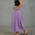 thumbnail image 5 of Unir Women Classic Small Gingham Check Flowy Linen Blend Midi Skirt Drawstring Elastic Waist Casual Long Bottom 1PC M-XXL Plus Size Friendly, 5 of 5