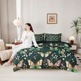 thumbnail image 2 of Erosebridal Pink Green Butterfly Twin Bedding Sets for Girls, Tropical Blossoms Leaves Bedding Comforter Set, Black Reversible, 7-Piece, 2 of 5