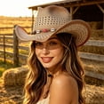 thumbnail image 2 of jiaxiM Straw Cowboy Hats for Women and Men Wide Brim Woven Cowboy Hat Western Cowgirl Hats Women for Country Concert Outfits, 2 of 5