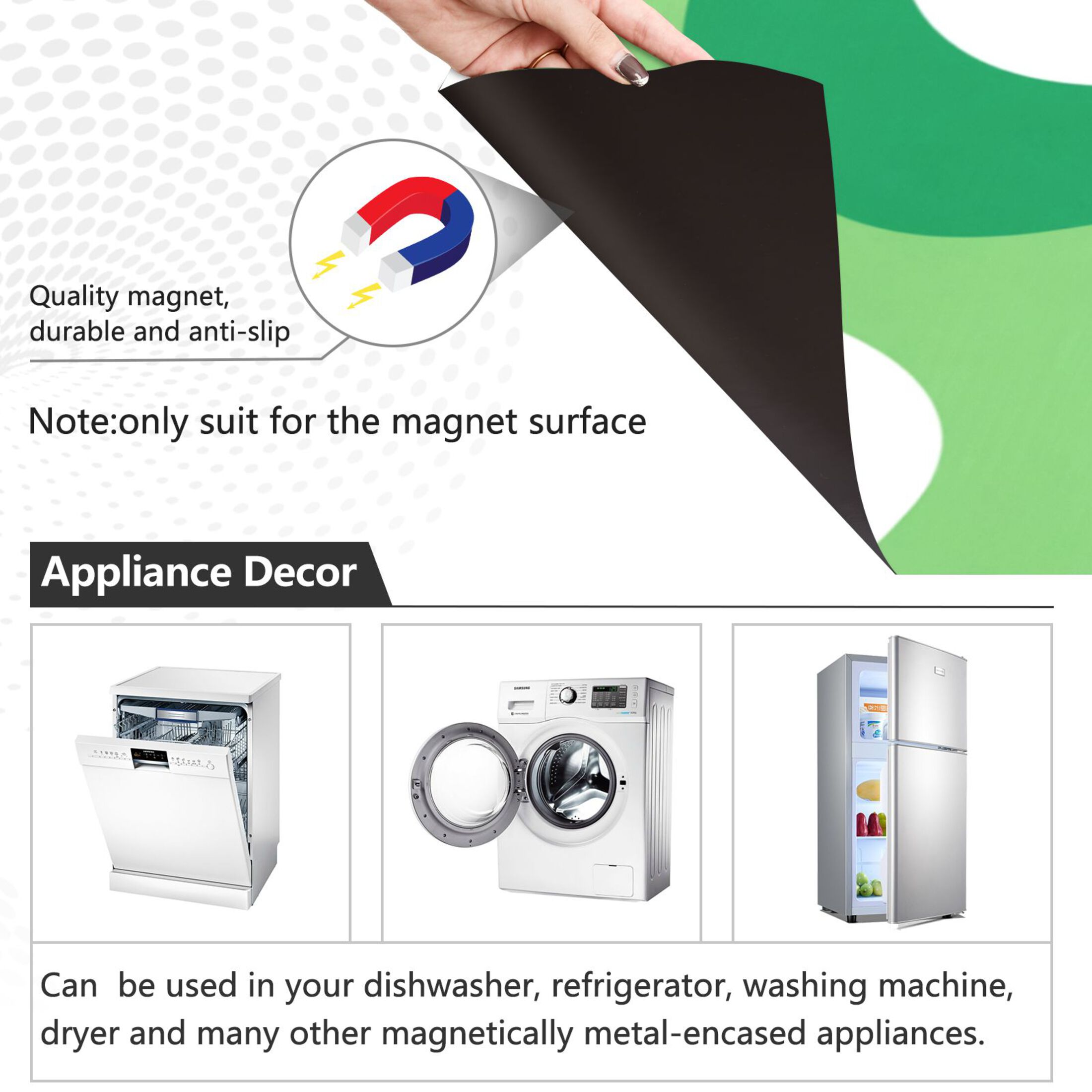 Dishwasher Magnetic Refrigerator Magnet Cover Sticker Home Decorative 23"x26" Light Green Flowing Lines
