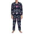 thumbnail image 3 of Sikiie Pixel Heart Winter Mens Pajama Set, Soft Warm Long Sleeve Sleepwear, Cozy Button-Down Pjs for Men-Large, 3 of 7