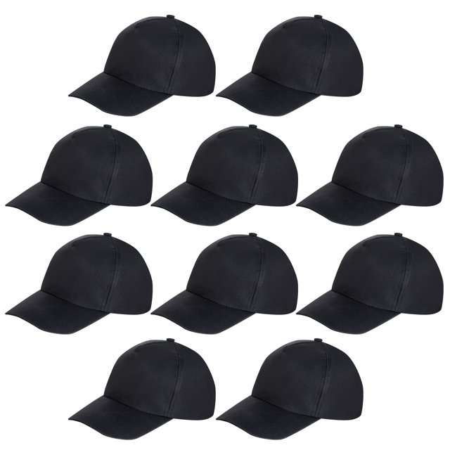 Gorras de béisbol negras Yookat Kids, paquete de 10 unidades, tamaño mediano, 51 cm