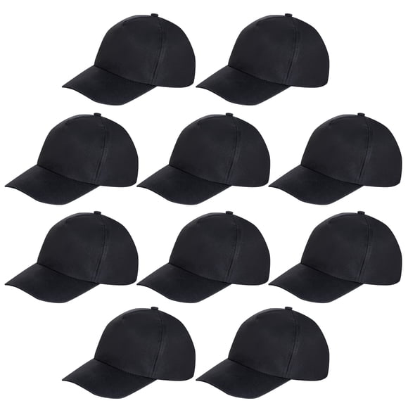 Gorras de béisbol negras Yookat Kids, paquete de 10 unidades, tamaño mediano, 51 cm