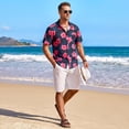 thumbnail image 7 of Mens Hawaiian Shirts Short Sleeve Summer Beach Aloha Shirt Tropical Floral Casual Button Down Shirt Hot Pink, 7 of 7
