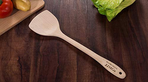 COMINHKPR127661 Wood Wok Spatula Cooking Utensils JJMG Kitchen Handcrafted Curved Stir Fry Wooden Mixing Spoon Serving Turner Tool Pack of 2