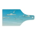 thumbnail image 2 of Seagulls Cutting Board, Seagulls Flying in an Ombre Sky Background with Clouds Minimalistic Sketch Drawing, Tempered Glass Cutting and Serving Board, Wine Bottle Shape, White Blue, by Ambesonne, 2 of 5