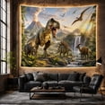 thumbnail image 6 of T Rex Beside Volcano and Flying Dinosaurs, Dramatic Fantasy Style for Dinosaur Lovers, Prehistoric Wall Art, Birthday Gift, Tapestry Wall Hanging for Playroom and Bedroom, 6 of 7