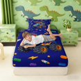 thumbnail image 3 of Manfei Neon Block Dino Animals Twin Fitted Sheet,Gothic Truck Lightning Bedding,Navy,2pcs,1 Fitted Sheet and 1 Pillowcase, 3 of 6