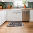 thumbnail image 3 of Black Washable Entry Rug, 2x3 Small Rugs for Entryway Kitchen Bathroom Door Mat Indoor Entrance, Non Slip Rubber Backing, Stain & Fade Resistant, Ashen Charcoal Floral Decor, 3 of 8