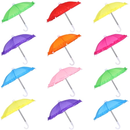 Mini Doll Umbrella Set, 12 PCS Fan-Shaped Umbrellas for Decoration