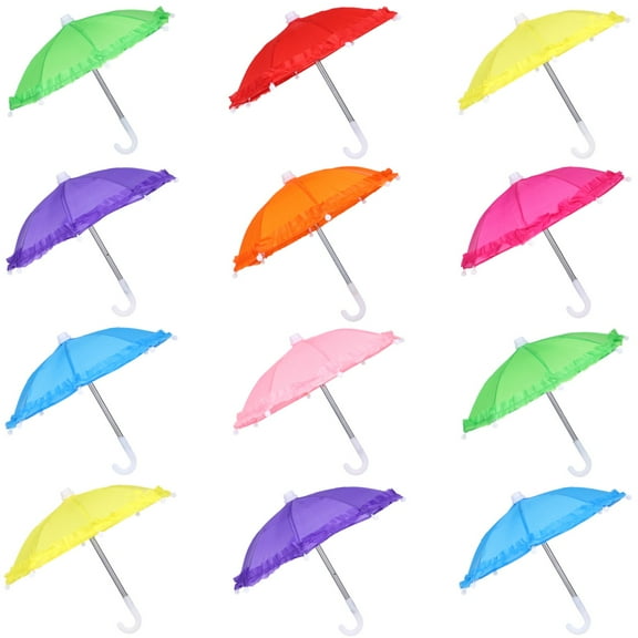 Mini Doll Umbrella Set, 12 PCS Fan-Shaped Umbrellas for Decoration