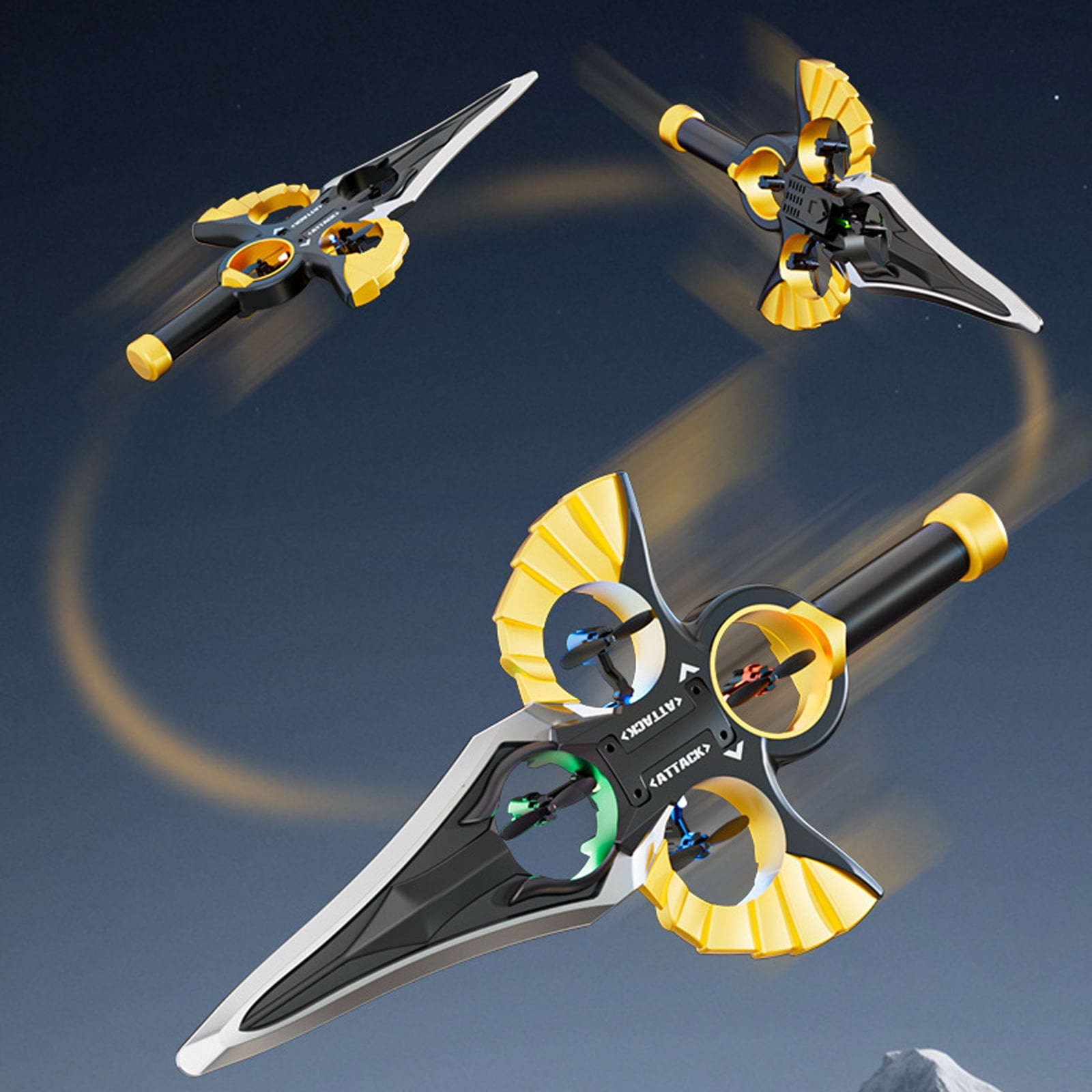 SZ1 Remote Control Flying Sword Drone, 2.4GHz 4-Channel Stunt RC Aircraft with 360° Flip, LED Lights & Headless Mode, Easy to Fly High-Speed Fighter Dagger