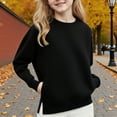 thumbnail image 4 of Girls Fleece Sweatshirts Casual Side Split Solid Color Loose Pullover Lightweight Warm Winter Long Sleeve Sweatshirt 5-14 Years, 4 of 4