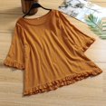 thumbnail image 2 of Summer Savings! Loopsun Plus Size Womens Tops, T Shirts for Women, Womens Summer Solid Casual Loose Fashion T-Shirt Cotton Linen Short Sleeve Round Neck Tops Blouse Orange XXL, 2 of 3