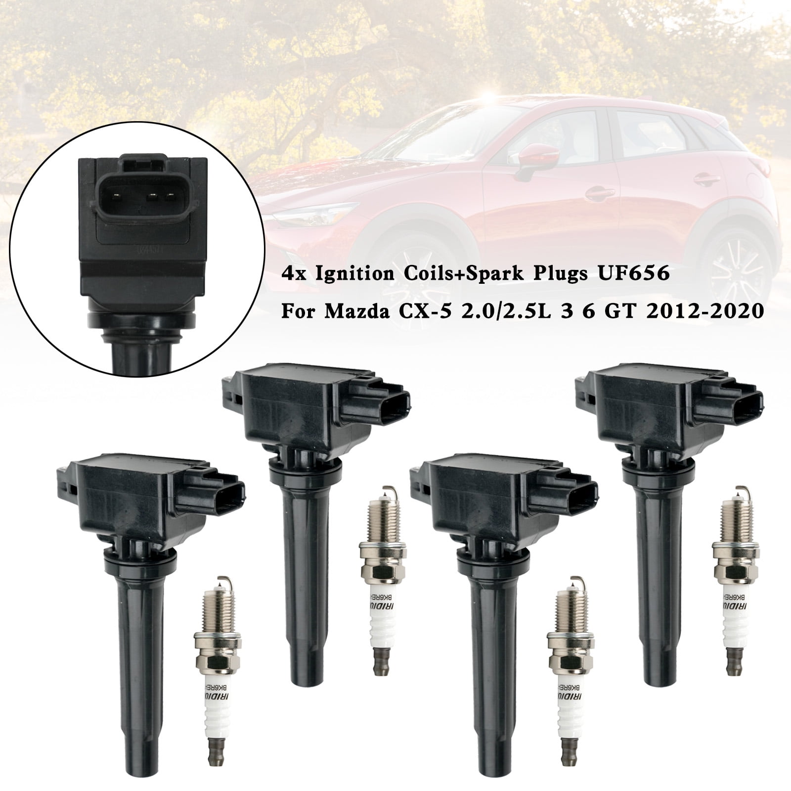 4x Ignition Coils+Spark Plugs UF656 For Mazda CX-5 2.0/2.5L 3 6 GT