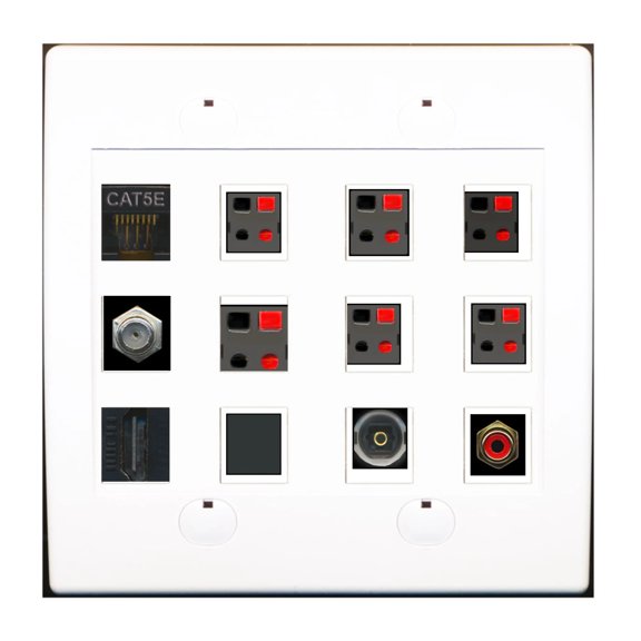 Ultra Spec Cables Custom Wall Plate White with up to 12 Keystone Ports