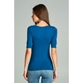 thumbnail image 2 of Emmalise Women's Slim Athletic Fit Vneck Tshirt Half Sleeves Top Jr Size (Turquoise, Medium), 2 of 2