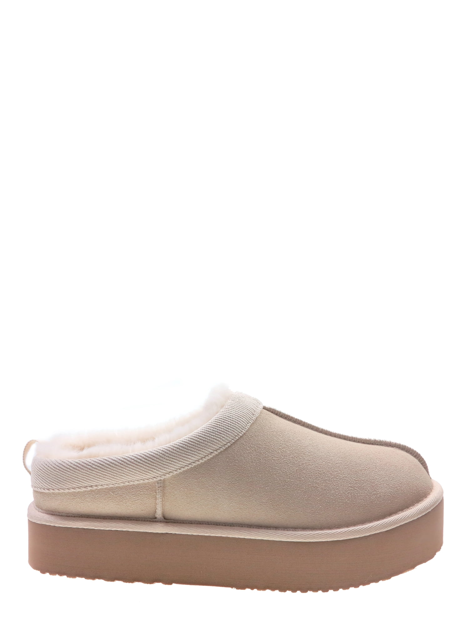 Joyspun Women's Ultra Short Faux Suede Platform Clog Slippers