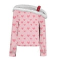 thumbnail image 5 of Uootdi Off The Shoulder Long Sleeve Shirts for Women FuzzyTrim Collar Love Heart Print Graphic Sweatshirt Casual Holiday Tops Gift, 5 of 7