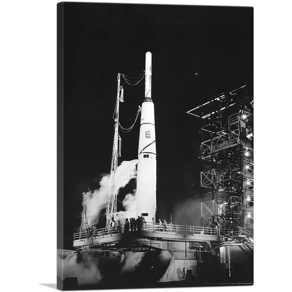 ARTCANVAS NASA Pioneer 1 Spacecraft USA Launch Canvas Art Print - Size: 12" x 8" (0.75" Deep)