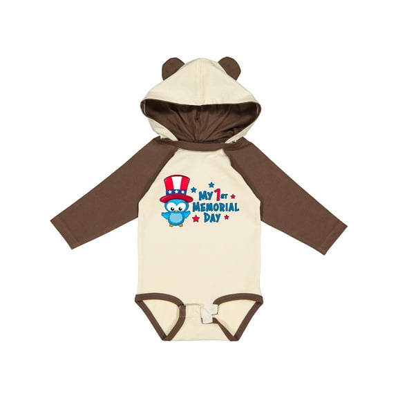 Inktastic My 1st Memorial Day with Owl Boys or Girls Long Sleeve Baby Bodysuit