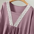 thumbnail image 6 of Fznquz Casual Women Nightgown Lace Lounge House Dress Purple Crew Neck Soft Loose Sleep Shirts, 6 of 7
