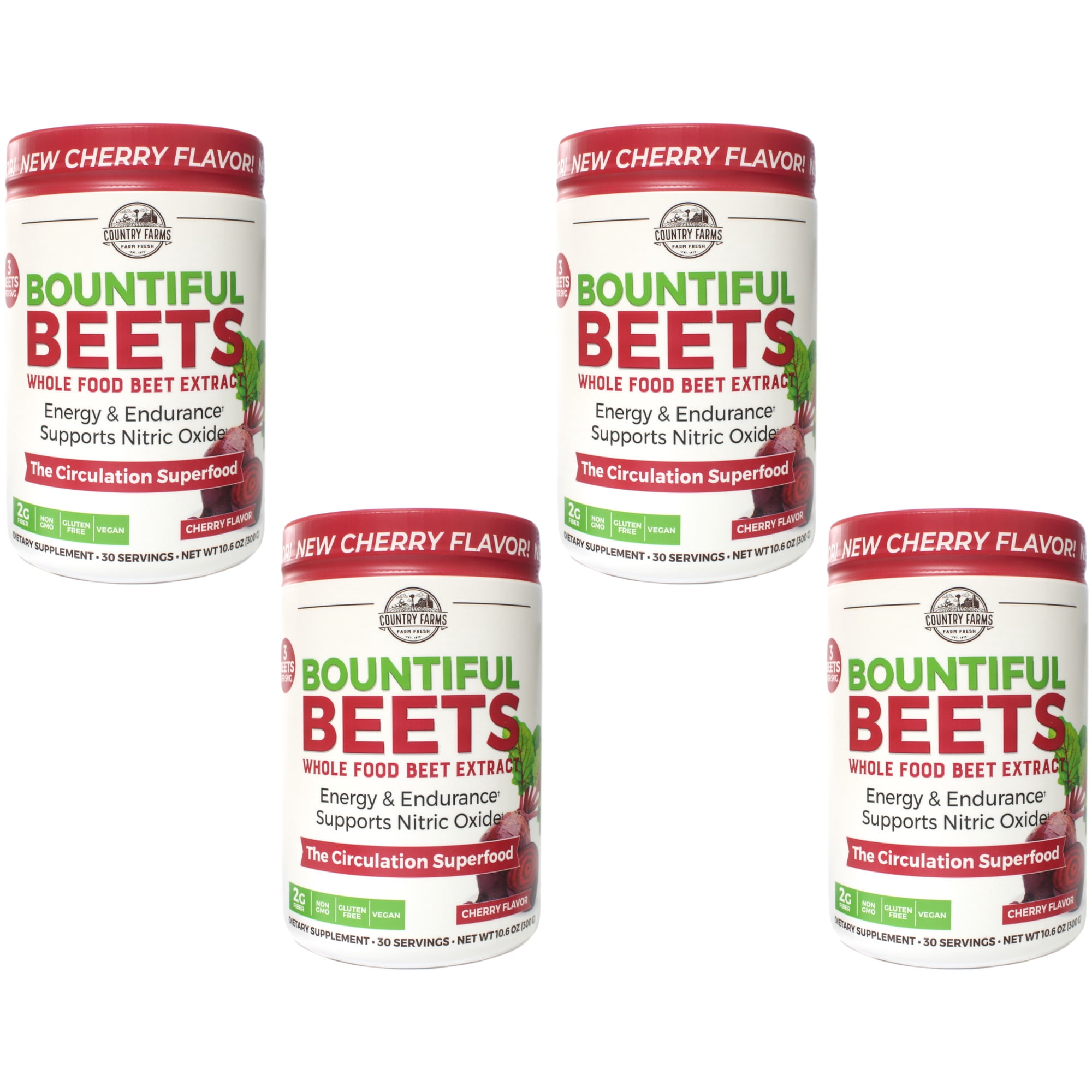 Country Farms Bountiful Powder Beets Extract, Natural Flavor, 10.6oz 4-Pack
