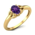 thumbnail image 2 of 925 Sterling Silver Gold Vermeil 6X4mm Oval Amethyst Solitaire Women Valentines Day Gifts Ring, 2 of 3