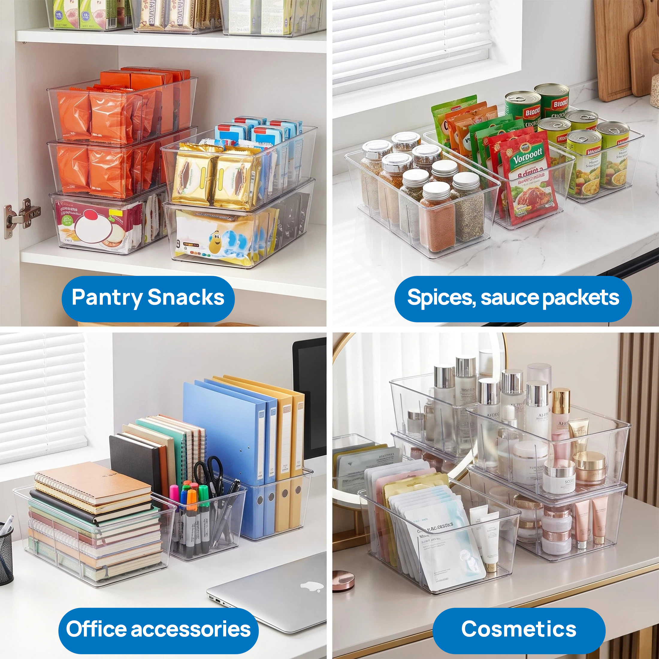 Sindcom 4-Pack Clear Plastic Food Storage Organizer Bins photo 7
