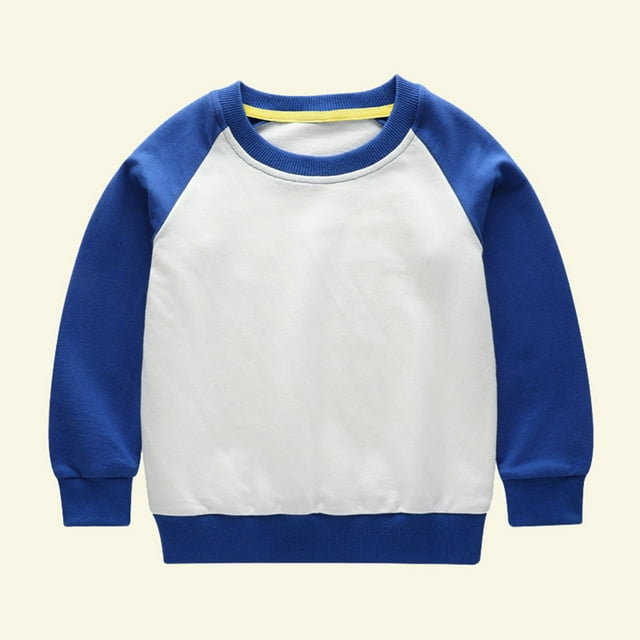 AherBiu Chandails en Molleton à Col Rond pour Tout-Petits et Enfants Filles Garçons Coton Léger Chandail Décontracté Athlétique Colorblock